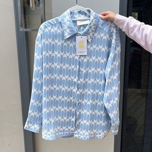 Summer Copenhagen overshirt, light blue with white 70s print